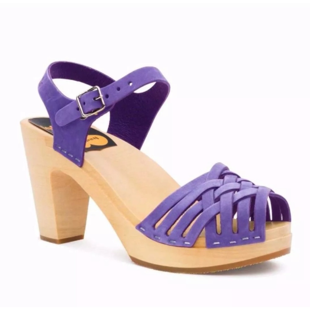 Swedish Hasbeens Sky High Purple Clog Heels Sz. 6